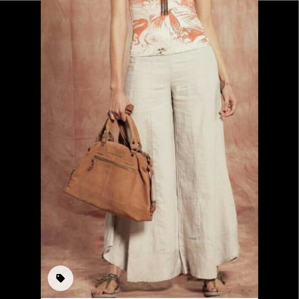 Umbrale Linen white super wide leg Palazzo pants size 12 natural  Spanish